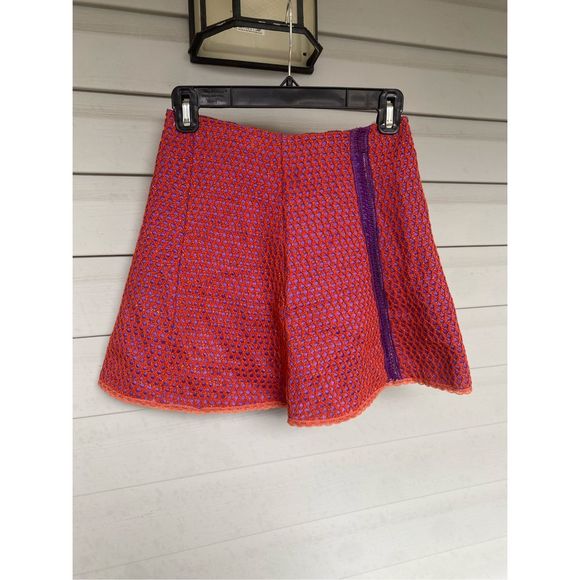 Cecilia Prado Orange Mesh Overlay Purple Mini Skirt, Size Small / Petite - Picture 1 of 12